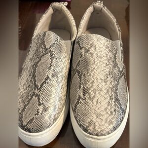 Snake Print Slip-On Sneakers - Neutral Tones